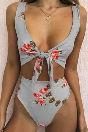 Grey pattern bikini