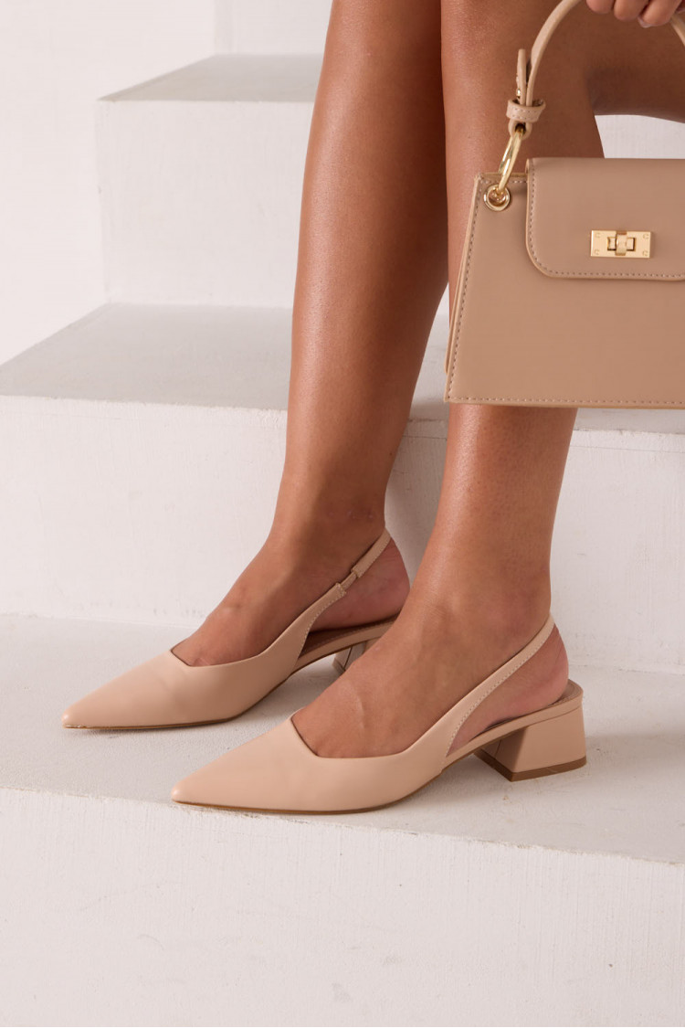 Beige flat mules