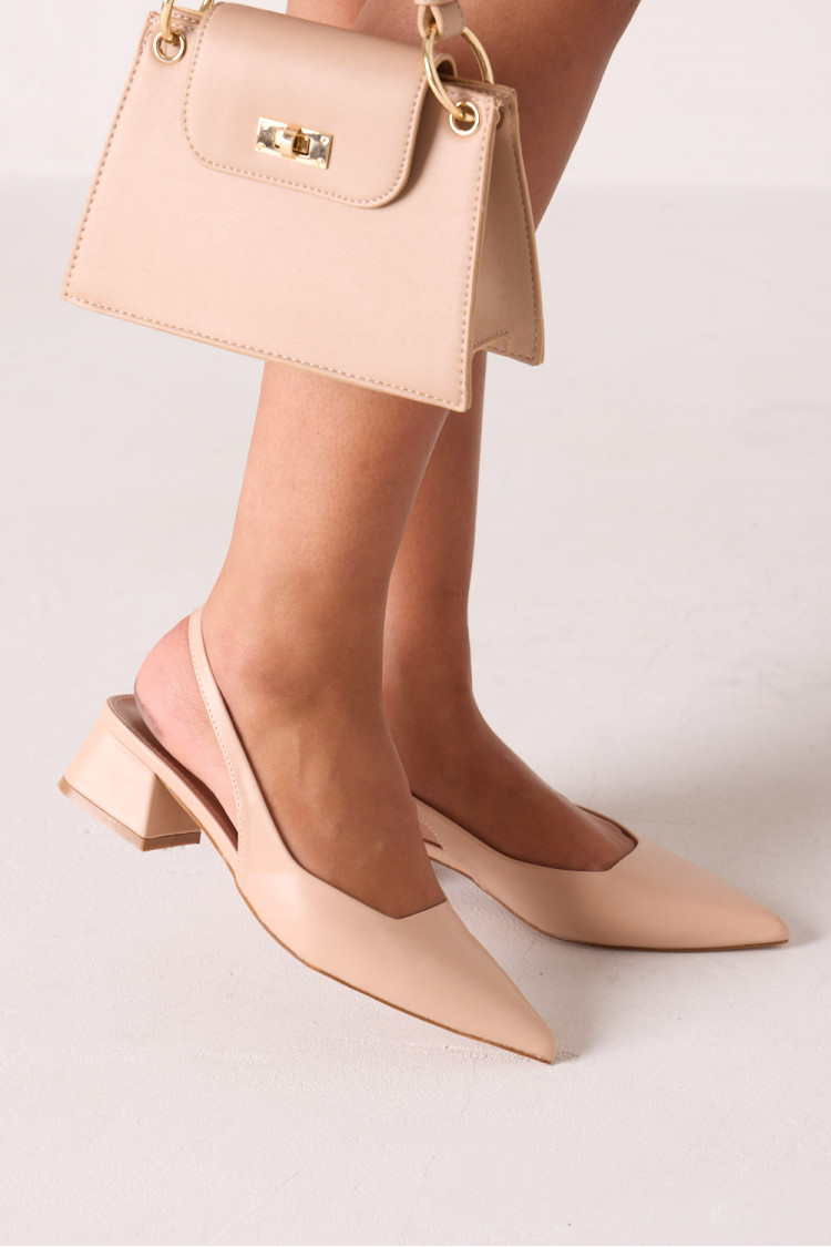 Beige flat mules