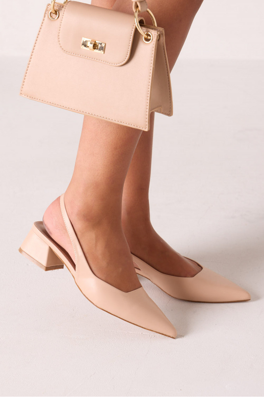 Beige flat mules